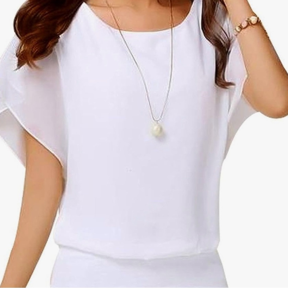 White chiffon blouse with built in tank top